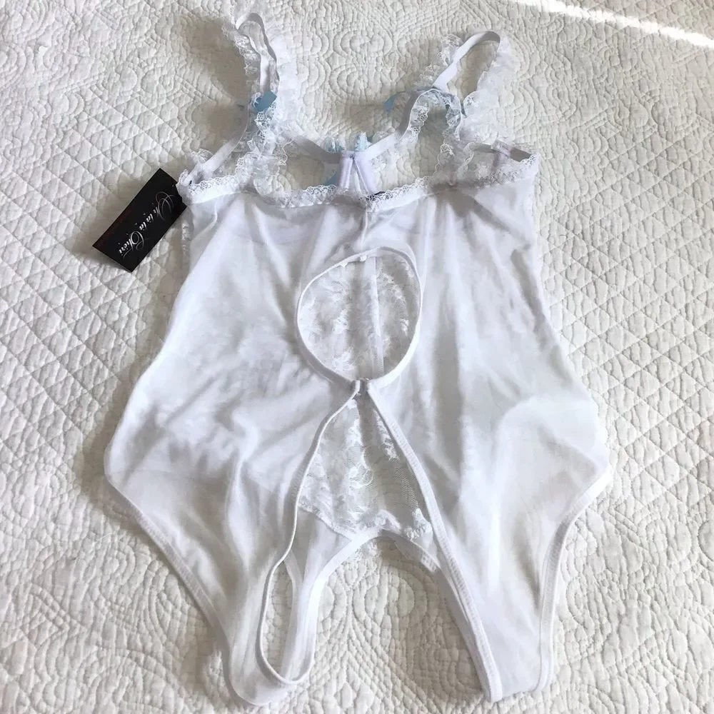 Oh La La Cheri White Lace Teddie Intimate Wear New Size One Size